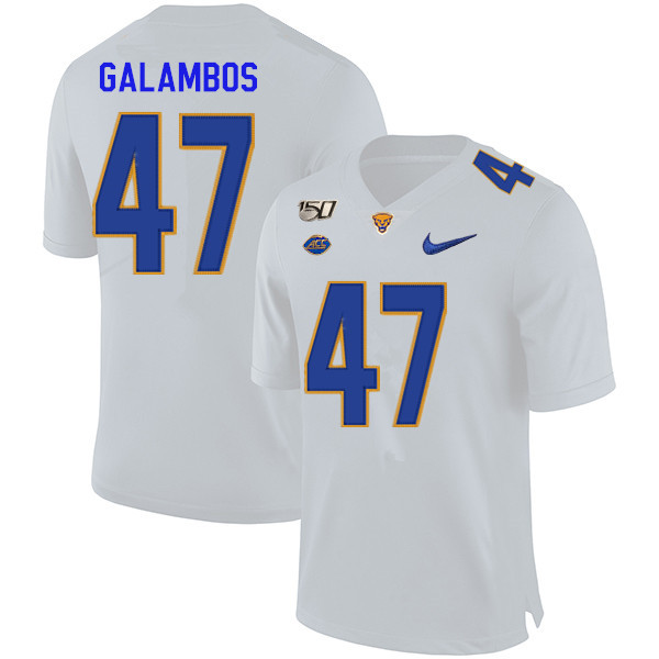 2019 Men #47 Matt Galambos Pitt Panthers College Football Jerseys Sale-White